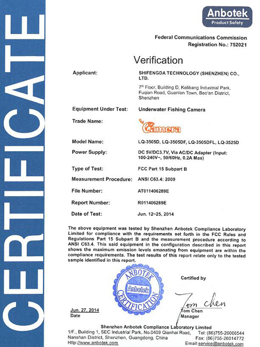 LQ-3505D series FCC certificate