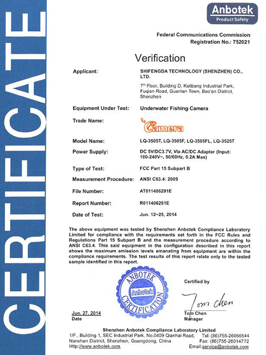 LQ-3505T series FCC certificate